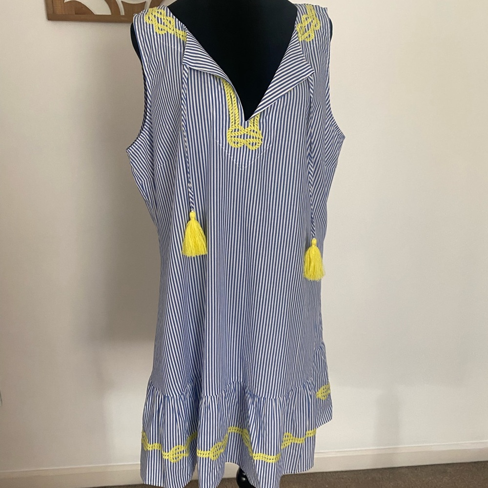 Sail to Sable Blue and Yellow Striped Dress